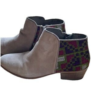 Sam Edelman Putnam Gray Suede Ankle Boots Boho Western Festival Size 7.5